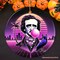 Synthwave 80's Styled Edgar Allan Poe Horror Ornament, Vaperwave Classic Retro Neon Halloween Gift and Decor